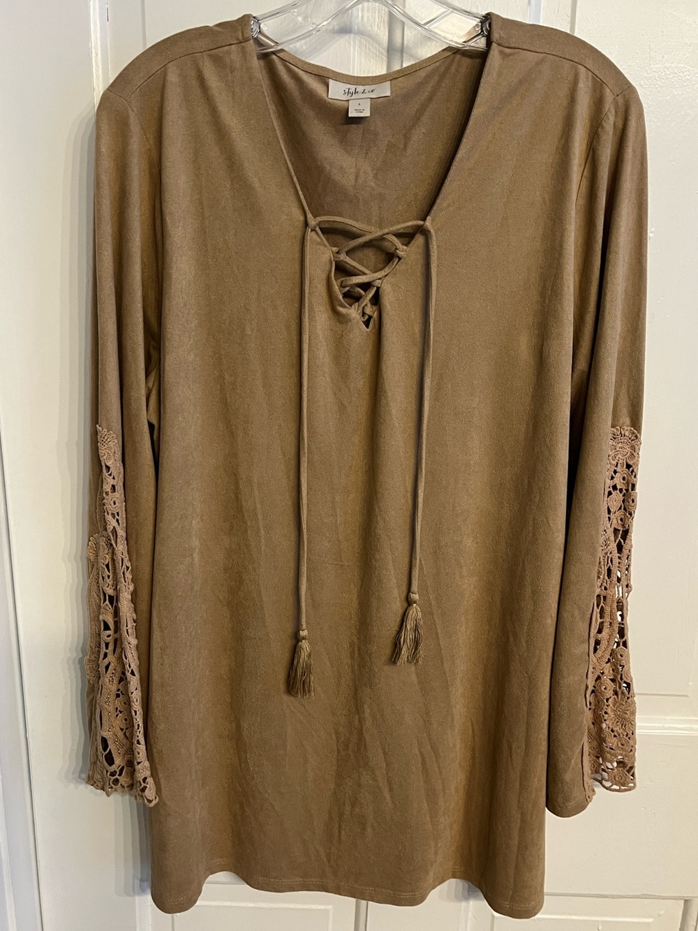 Style & Co Size L tan top soft fabric feels like chamois